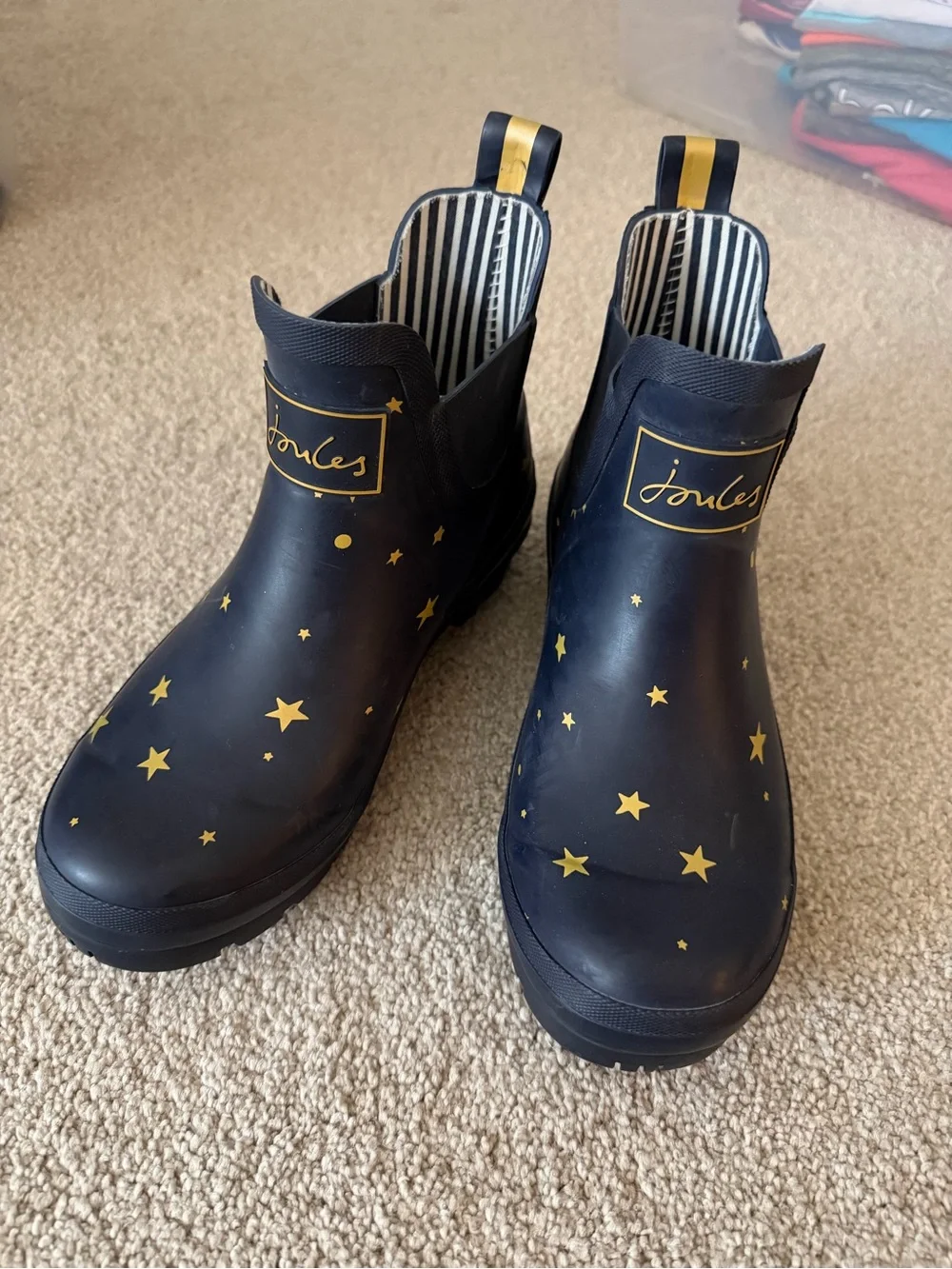 Joules Navy Star Gaze Wellibob Ankle Rain Boots Size 6